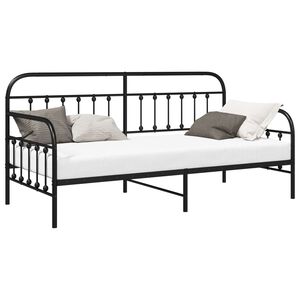 vidaXL Cadru de pat de zi Negru 90 x 200 cm Oțel vopsit electrostatic