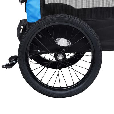 vidaXL Remorcă bicicletă & cărucior 2-în-1 animale, albastru și negru