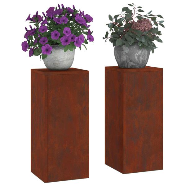vidaXL Suport pentru plante 2 pcs Ruginit 24 x 24 x 55 cm