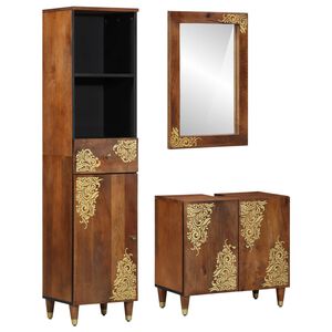 vidaXL Set dulap baie 3 buc. Maro miere 62 x 33 x 58 cm