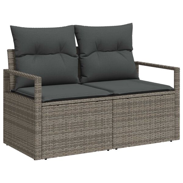 vidaXL Set de canapele pentru grădină cu pernă 8 pcs Gri Rattan poli