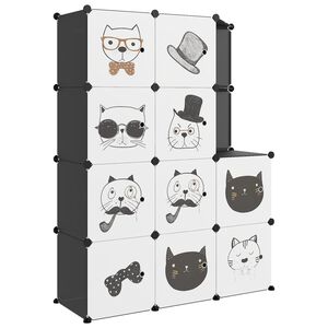 vidaXL Dulap de depozitare cub pentru copii, 10 cuburi, negru, PP