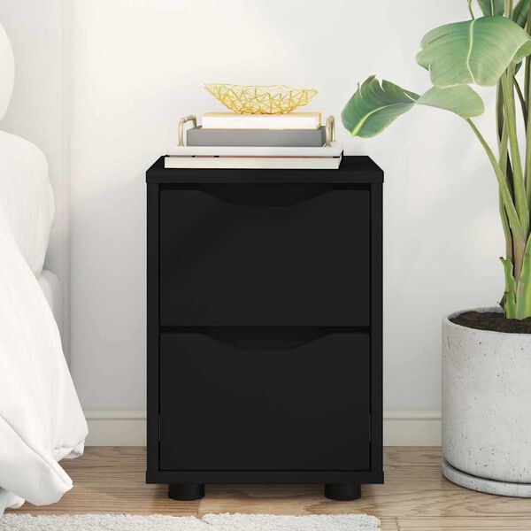 vidaXL Noptieră cu sertar Negru 30,5 x 30 x 43 cm Lemn compozit