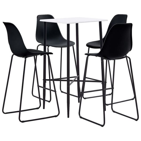 vidaXL Set mobilier de bar, 5 piese, negru, plastic