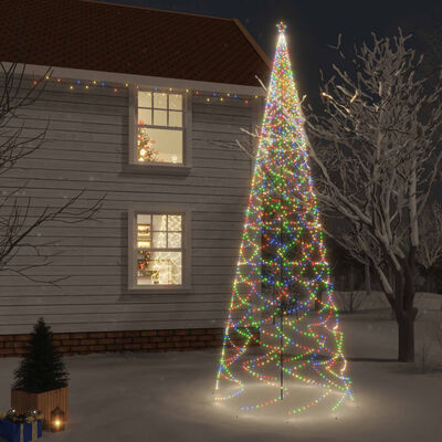 vidaXL Brad de Crăciun cu țăruș, 3000 LED-uri, multicolor, 800 cm