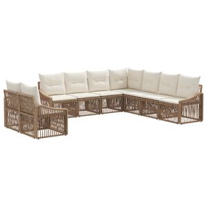 vidaXL Set de canapele pentru grădină 9 pcs Bej poliratan