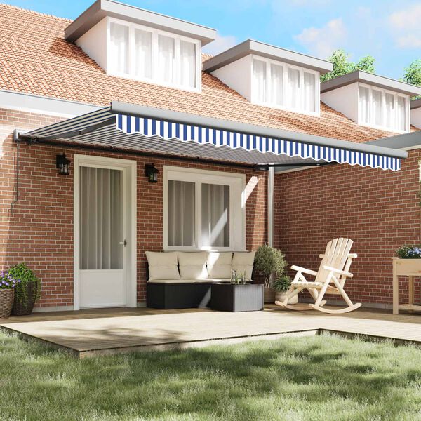 vidaXL Cortina Retractabilă Albastru și Alb 400 &times; 300 cm