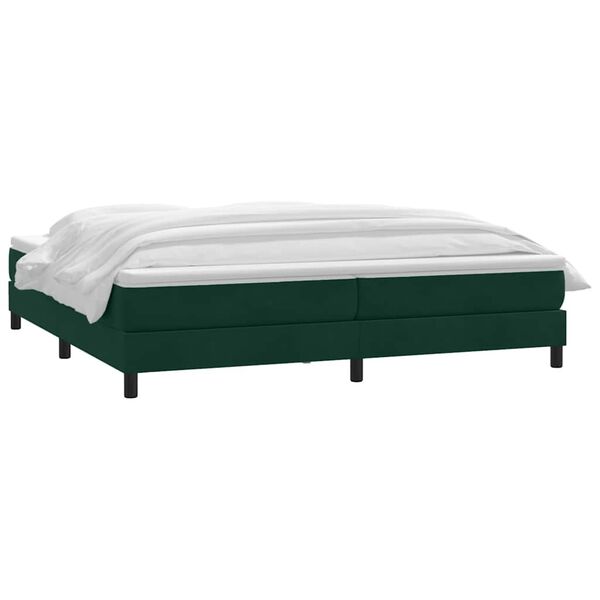 vidaXL Pat box spring cu saltea, verde &icirc;nchis, 200x210 cm, catifea