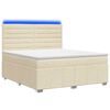 vidaXL Pat cu arcuri LED și saltea Crem 140 x 190 cm Țesătură