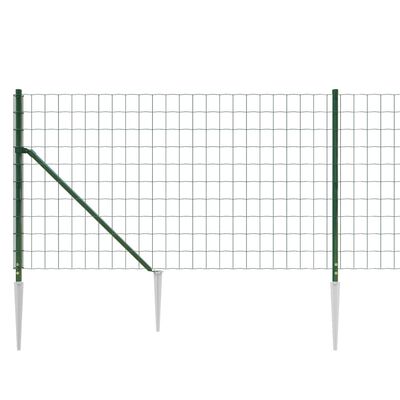 vidaXL Gard plasă de sârmă cu țăruși de fixare, verde, 0,8x10 m