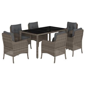 vidaXL Set mobilier de grădină cu perne, 7 piese, gri, poliratan