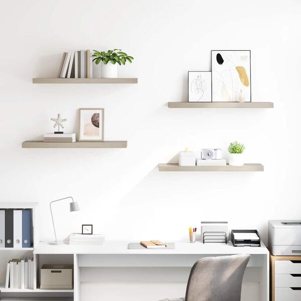vidaXL Rafturi de perete suspendate 4 buc., stejar, 80x23,5x3,8 cm MDF