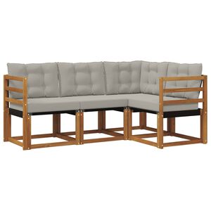 vidaXL Set de canapele de exterior 4 pcs Gri natural și deschis