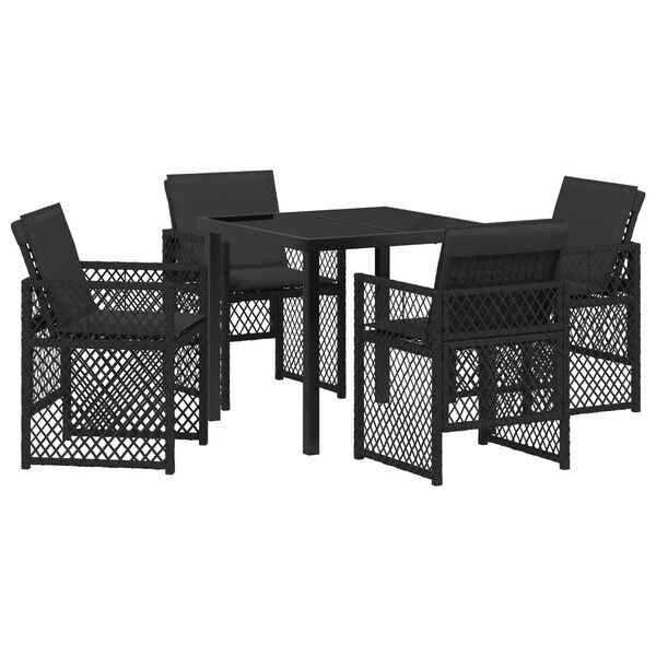 vidaXL Set de masă pentru grădină 5 pcs Negru poliratan