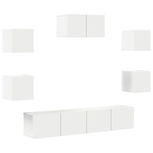 vidaXL Set dulap TV, 7 piese, alb, lemn prelucrat