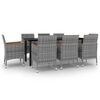 vidaXL Set mobilier de grădină cu perne, 9 piese, poliratan și sticlă