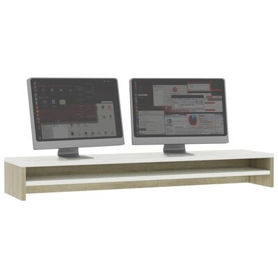 vidaXL Suport monitor, alb și stejar Sonoma, 100x24x13 cm, PAL