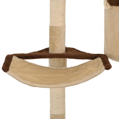 vidaXL Ansamblu pisici, stâlpi sisal, montare perete, 194 cm, bej/maro