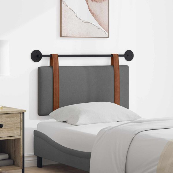 vidaXL Cap de pat suspendat Simplu Gri &icirc;nchis 90 x 55 x 5 cm PU antic