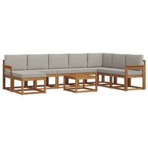vidaXL Set de canapele de exterior 9 buc. Gri natural și deschis