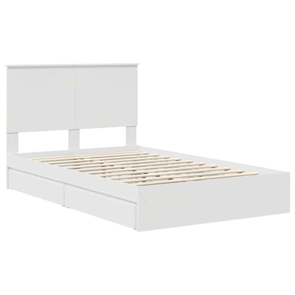 vidaXL Pat cu storage cu headboard Alb 120 x 200 cm Lemn compozit