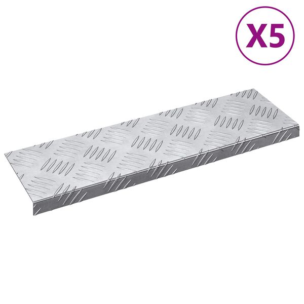 vidaXL Trepte Dreptunghiular 5 pcs Argintiu 60 x 18 cm Aluminiu