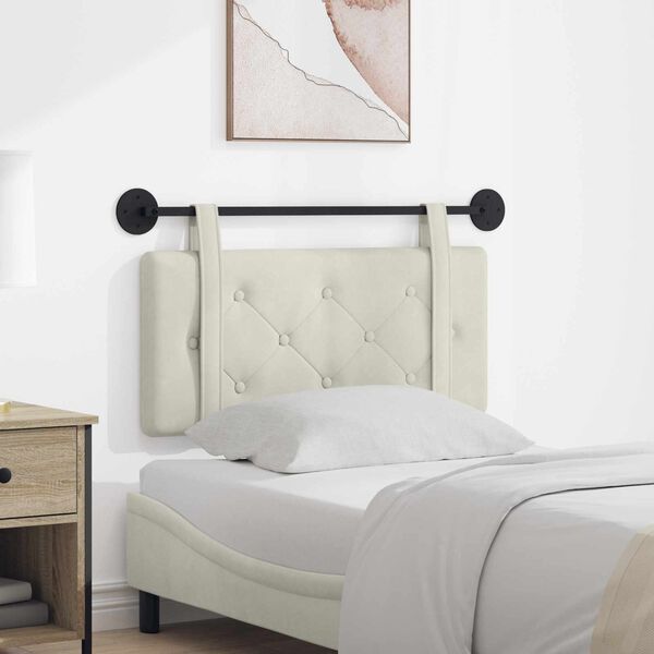vidaXL Cap de pat suspendat Pe perete Crem 90 x 55 x 5 cm Catifea