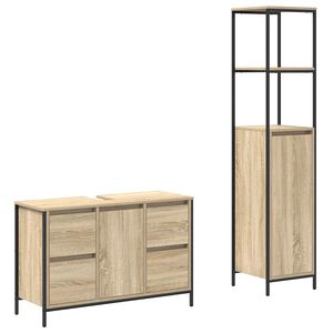 vidaXL Set de mobilier pentru baie cu ușă 2 pcs Stejar Sonoma și negru
