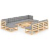 vidaXL Set mobilier grădină cu perne, 11 piese, lemn masiv de pin