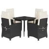 vidaXL Set mobilier de grădină cu perne, 5 piese, negru, poliratan