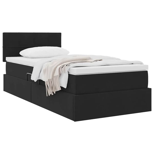 vidaXL Pat cu storage cu saltea cu headboard Negru 90 x 190 cm Catifea