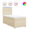 vidaXL Pat box spring cu saltea, crem, 90x190 cm, textil