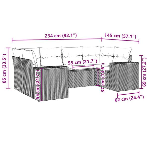 vidaXL Set mobilier de grădină cu perne, 6 piese, negru, poliratan