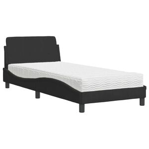 vidaXL Pat cu saltea, Dover, negru, 90x200 cm, catifea