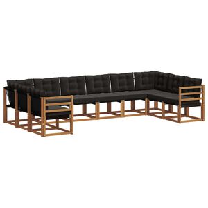vidaXL Set de canapele de exterior cu pernă 10 pcs Natural și Negru