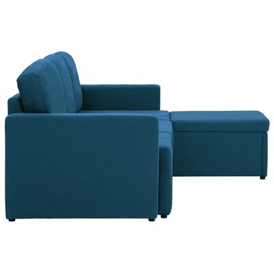 vidaXL Canapea extensibilă modulară cu 3 locuri, albastru, textil