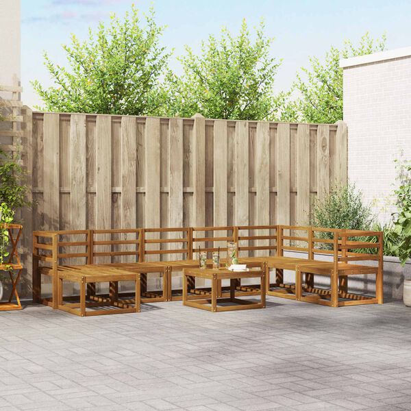 vidaXL Set de canapele de exterior 9 pcs natural Lemn Solid de Acacia