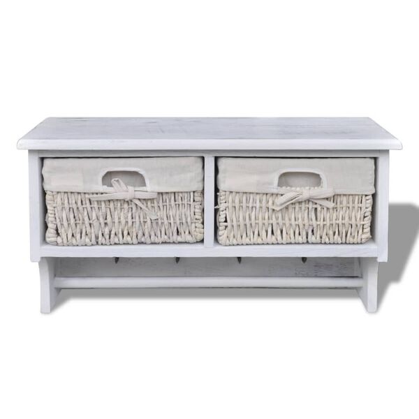 vidaXL Raft de perete, alb, 60 x 23,5 x 33 cm, lemn de paulownia