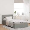 vidaXL Cadru pat hidraulic ladă&LED gri deschis 100x200 cm textil