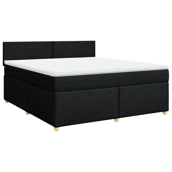 vidaXL Pat box spring cu saltea, negru, 180x200 cm, catifea