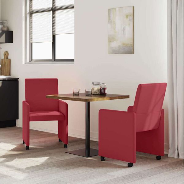 vidaXL Scaune de dining cu roți cu roți 2 pcs bordo 57 x 66 x 94 cm