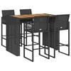vidaXL Set mobilier bar de grădină fără perne 5 piese negru poliratan