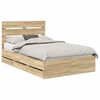 vidaXL Cadru de pat Stejar Sonoma 135 x 190 cm Lemn Ingineresc