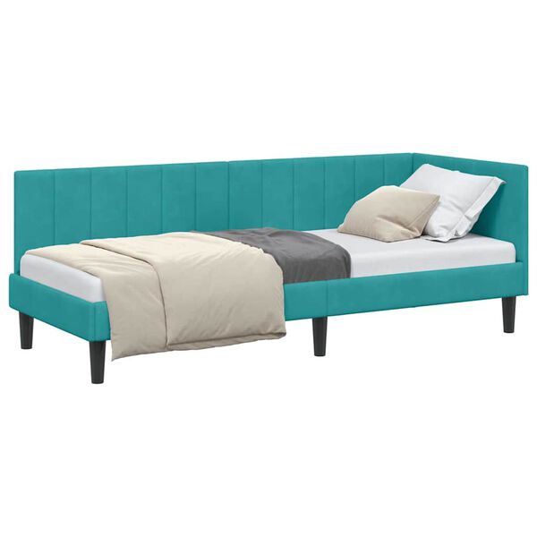 vidaXL Cadru de pat colțar cu headboard Turcoaz 80 x 200 cm Catifea
