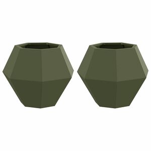vidaXL Jardinieră 2 pcs Verde măsliniu 50 x 50 x 40 cm Oțel