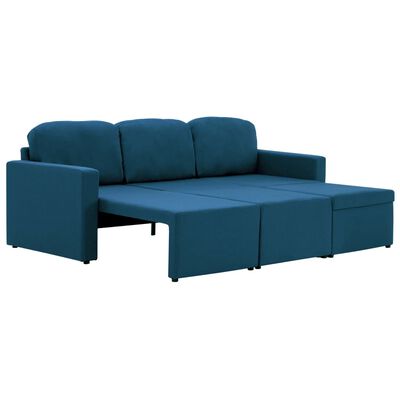 vidaXL Canapea extensibilă modulară cu 3 locuri, albastru, textil