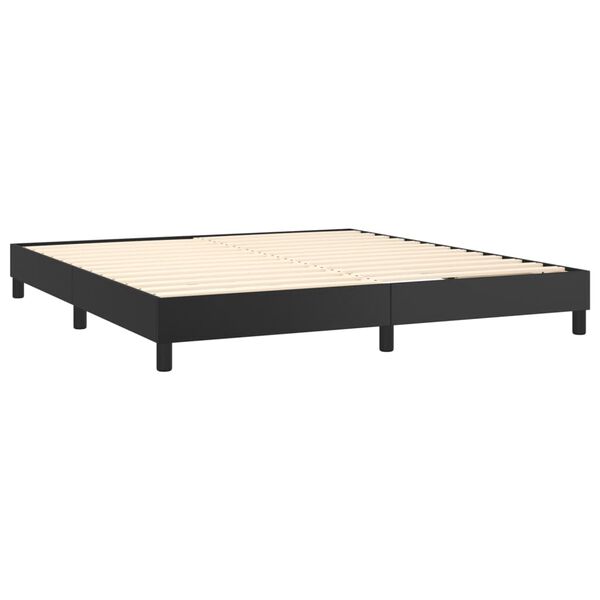 vidaXL Pat box spring cu saltea, negru, 180x200 cm, piele ecologică