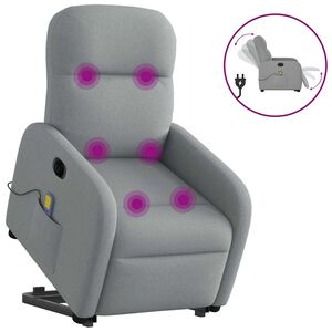 vidaXL Fotoliu electric masaj rabatabil cu ridicare, gri &icirc;nchis textil