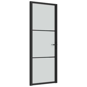 vidaXL Ușă de interior, 76x201,5 cm, sticlă neagră mată și aluminiu