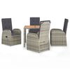 vidaXL Set mobilier de grădină cu perne, 5 piese, gri, poliratan